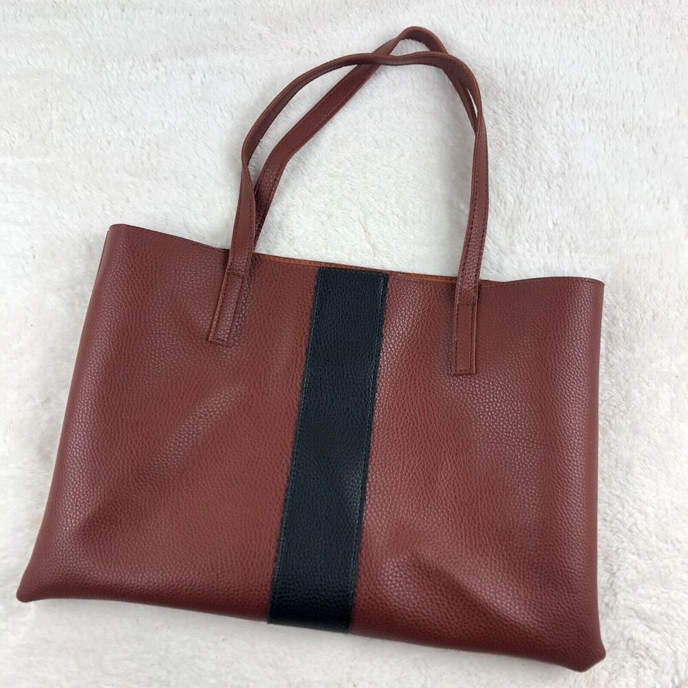 Vince Camuto Vegan Leather Brown Black Luck Tote Bag